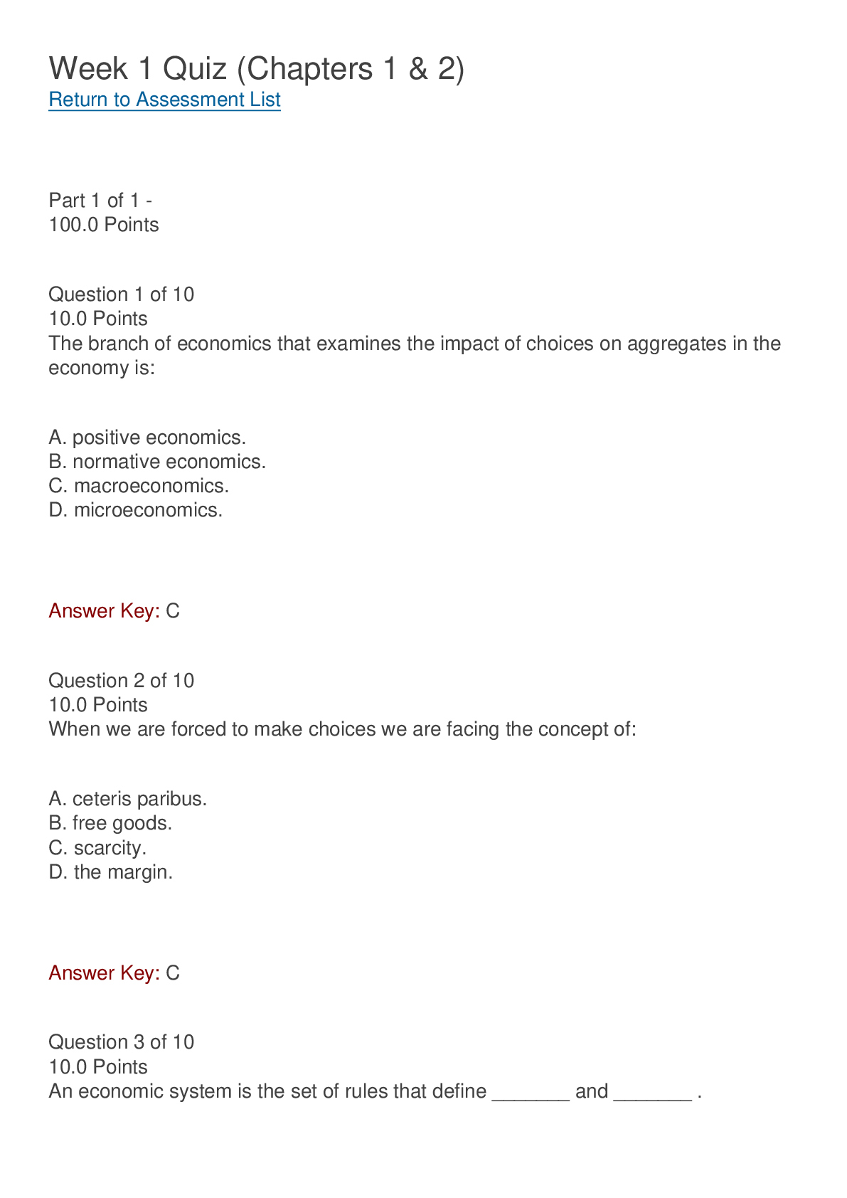 Preview of ECON 101 Week 1 quiz